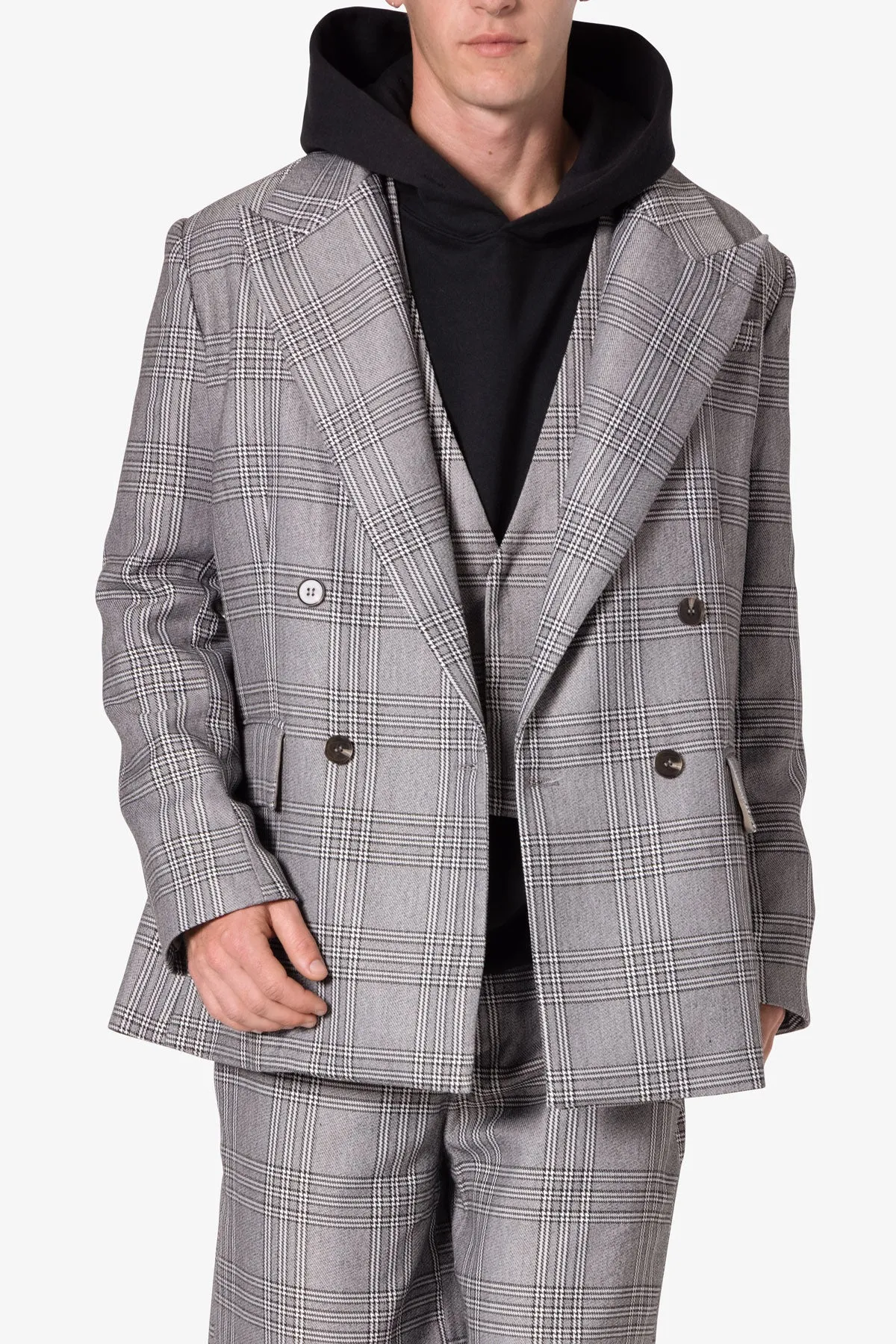 Plaid Suit Vest - Black/Grey sold by MNML product image thumbnail 5