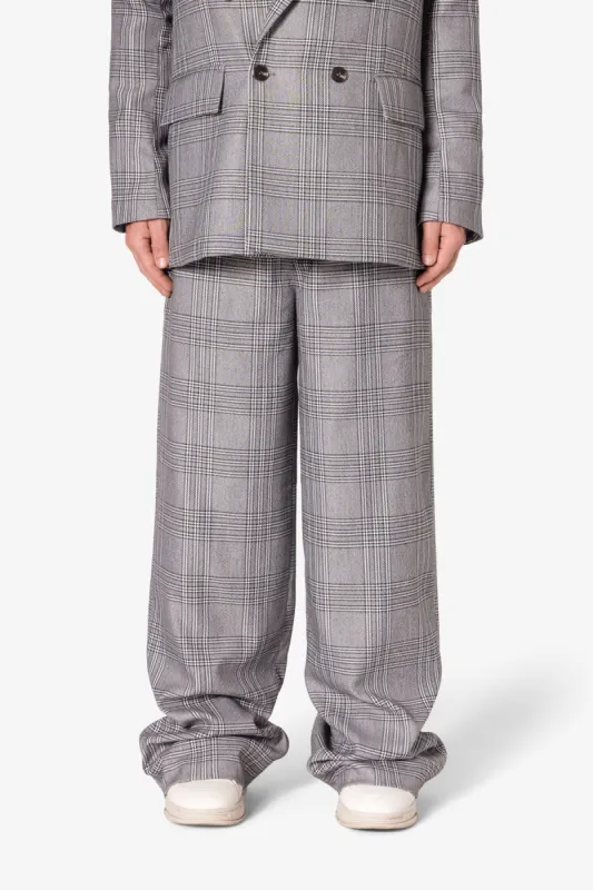 Plaid Baggy Suit Pants - Black/Grey sold by MNML