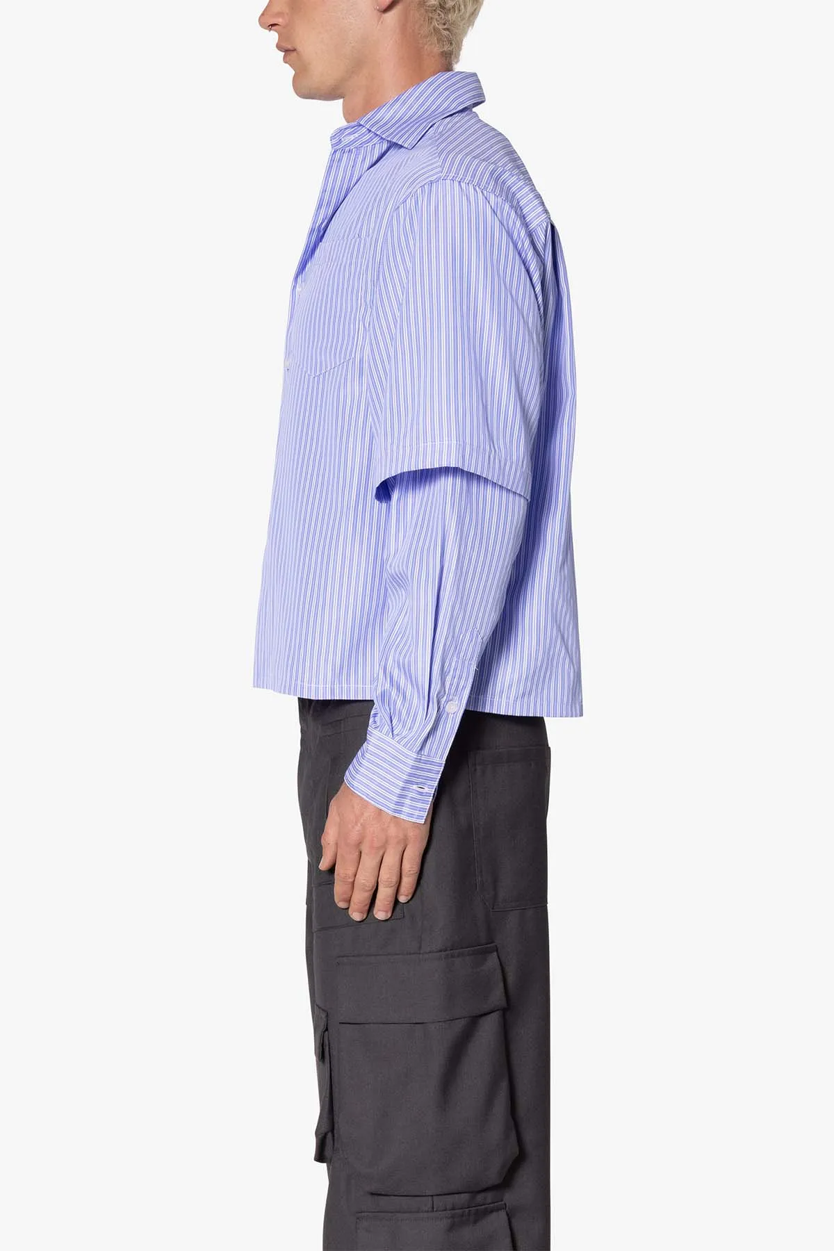 Double Layer Pinstripe Shirt - Blue sold by MNML product image thumbnail 4