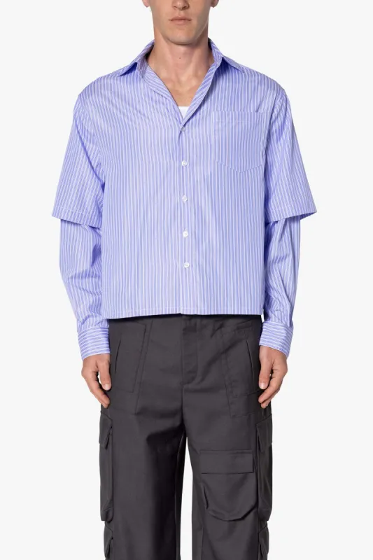 Double Layer Pinstripe Shirt - Blue sold by MNML