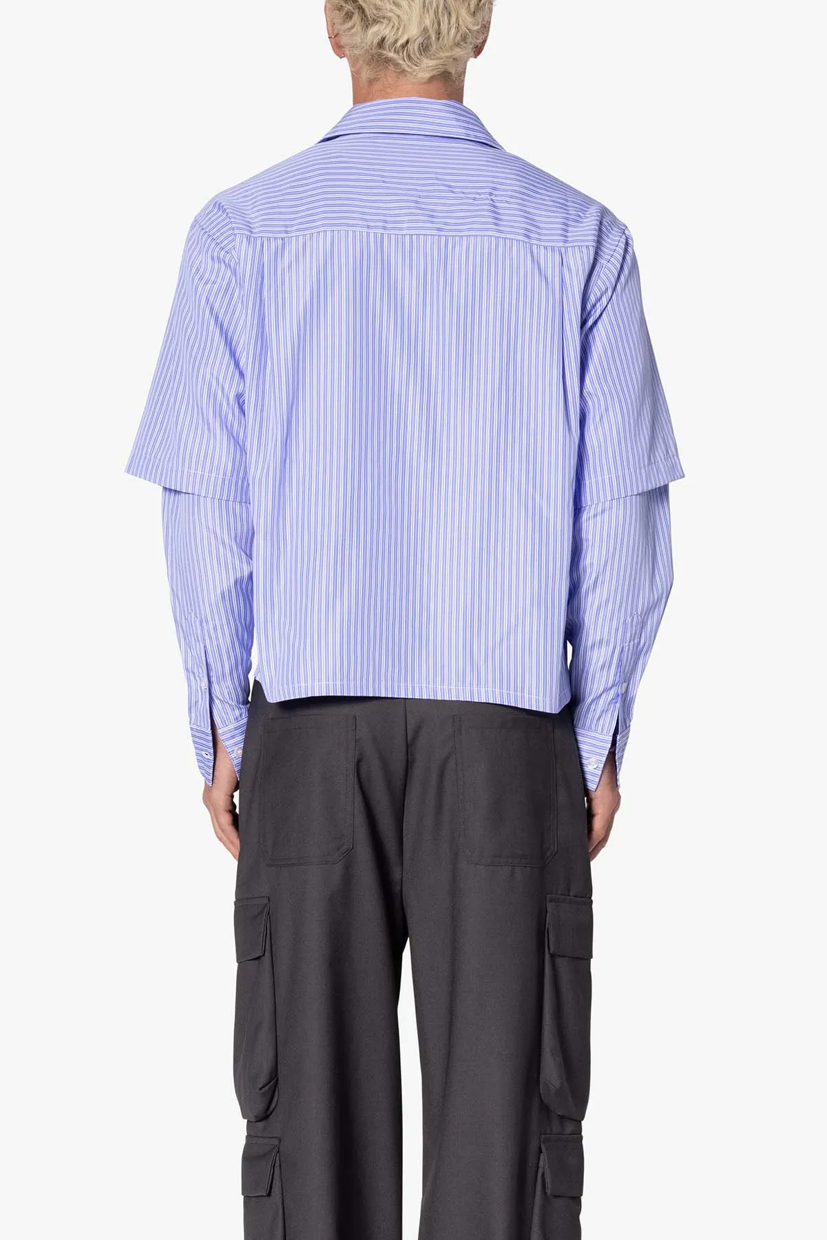 Double Layer Pinstripe Shirt - Blue sold by MNML product image thumbnail 5