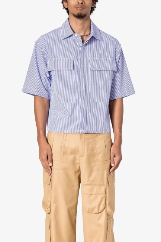 Cropped Striped S/S Shirt - Blue sold by MNML