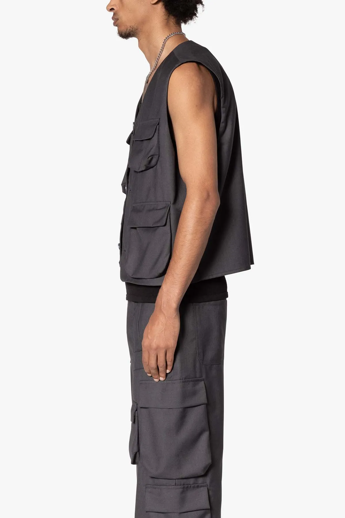 Bonded Gabardine Vest - Grey sold by MNML product image thumbnail 4