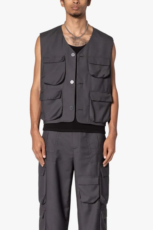 Bonded Gabardine Vest - Grey sold by MNML