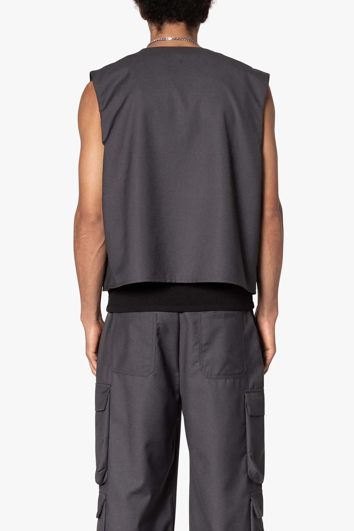 Bonded Gabardine Vest - Grey sold by MNML product image thumbnail 5