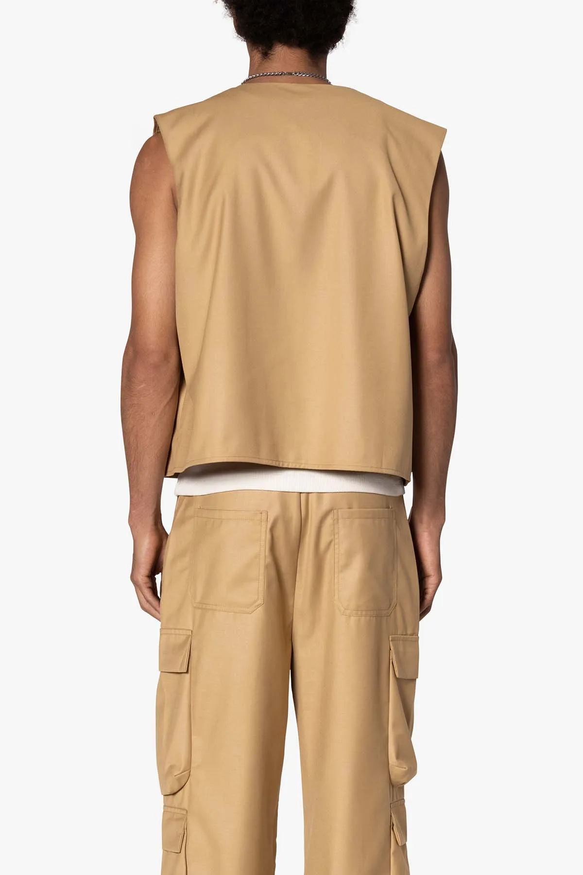 Bonded Gabardine Vest - Tan sold by MNML product image thumbnail 5