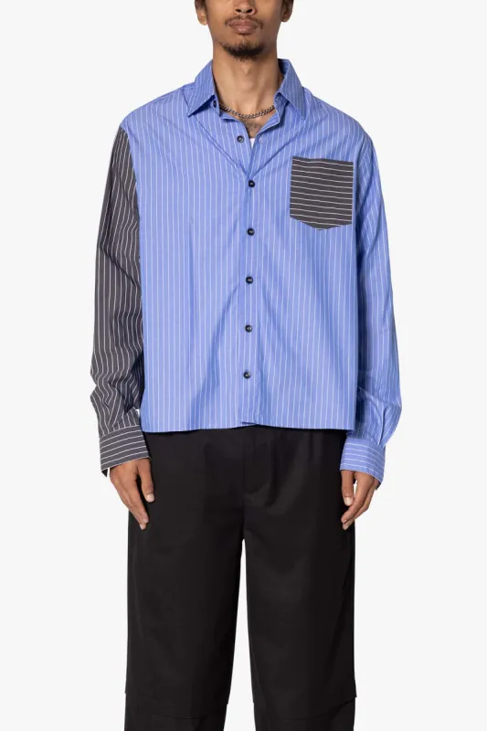 Contrast Sleeve Striped Shirt - Blue sold by MNML