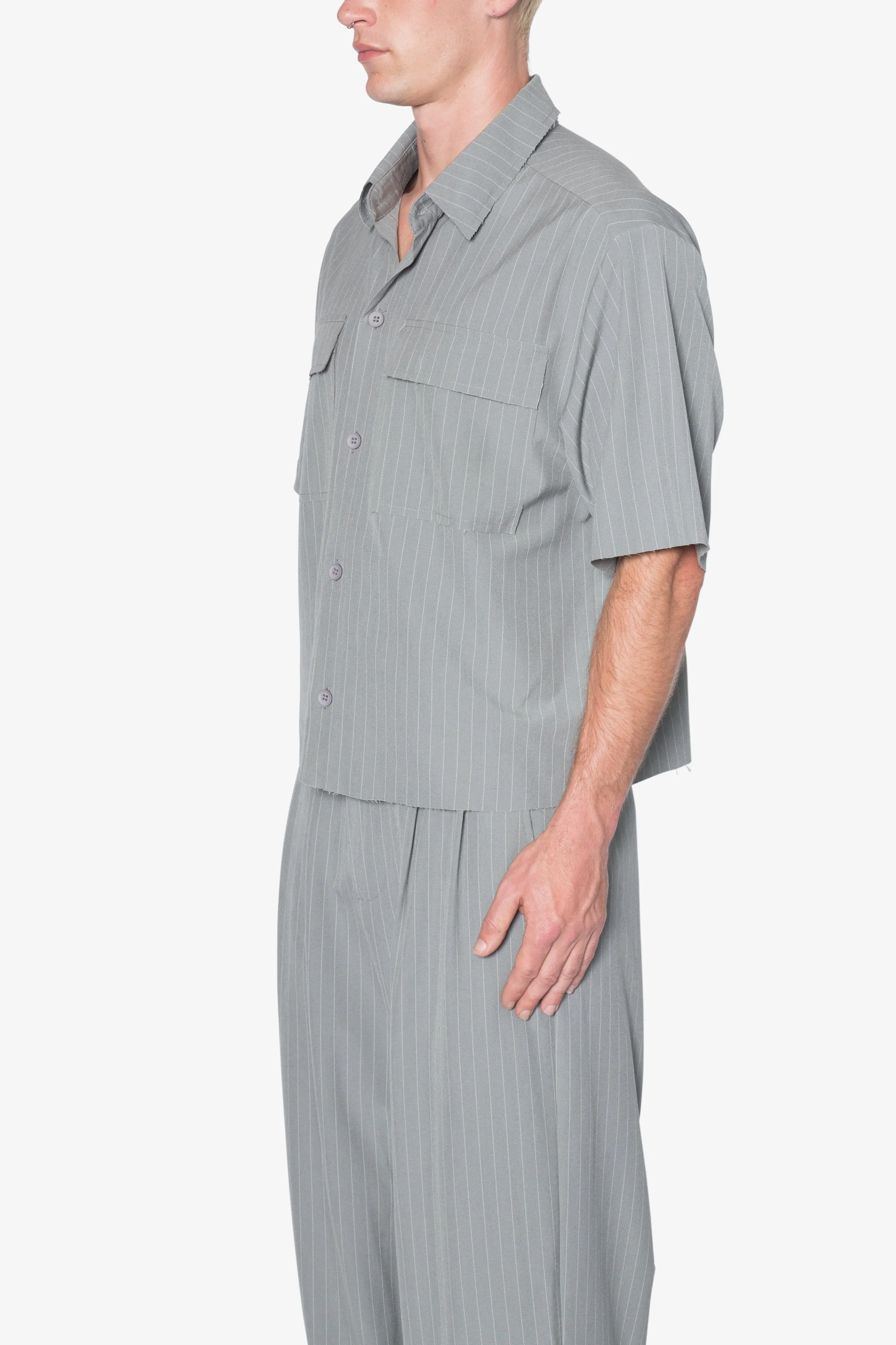 Cropped Woven Shirt - Grey sold by MNML product image thumbnail 3
