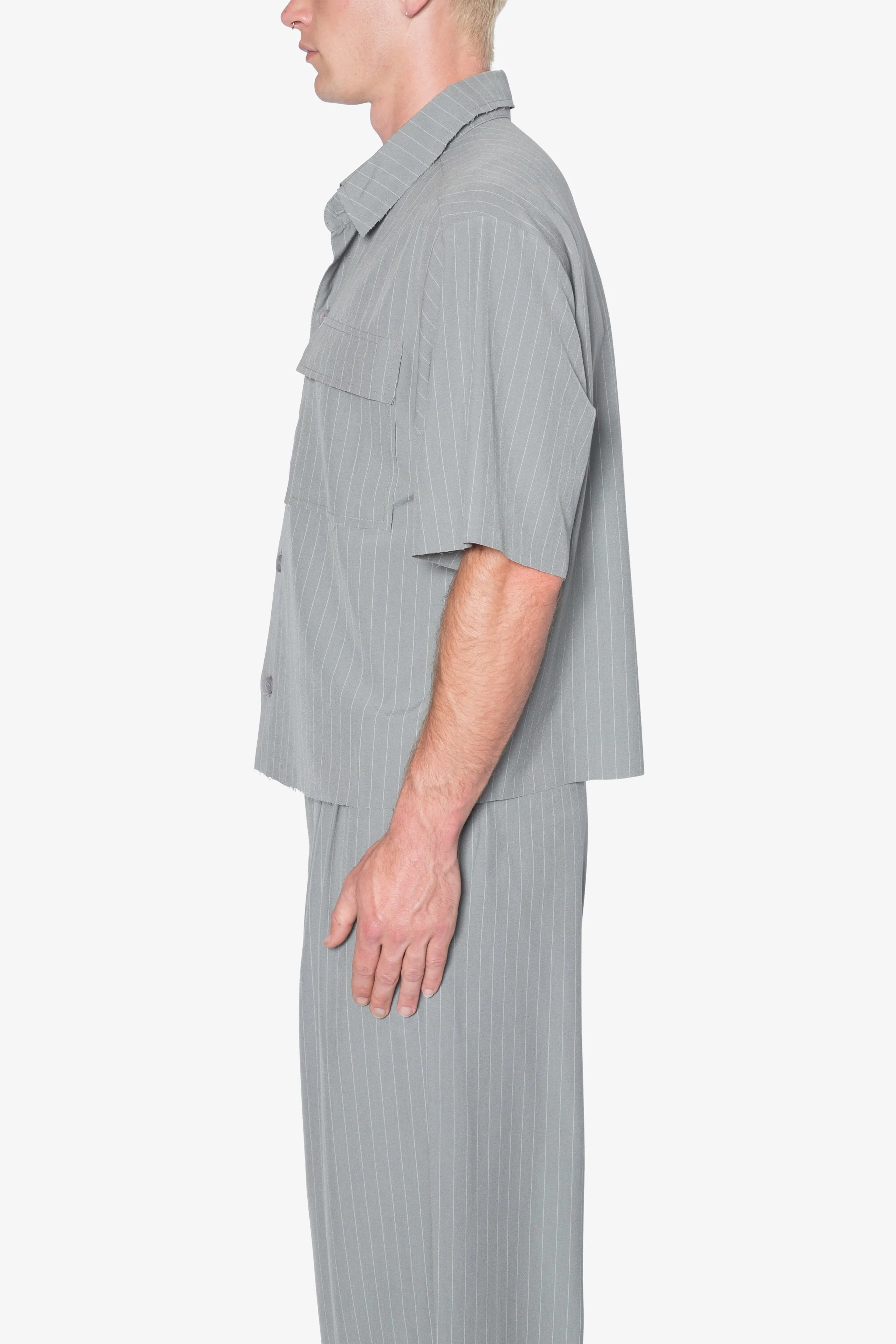 Cropped Woven Shirt - Grey sold by MNML product image thumbnail 4