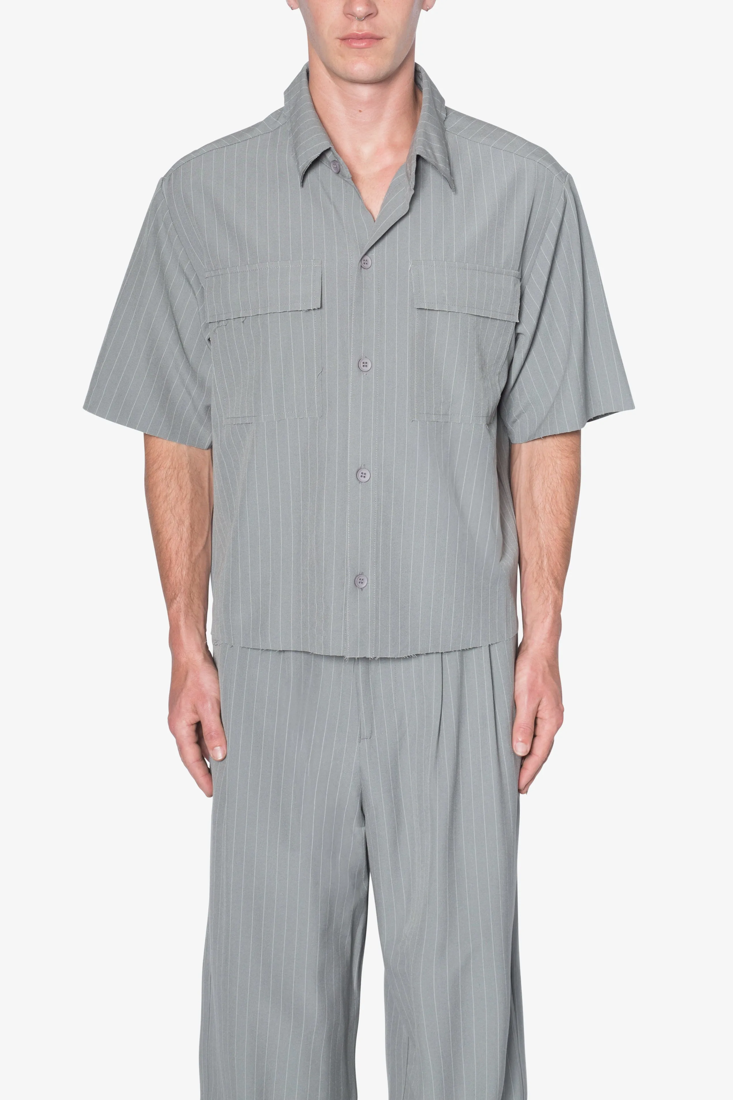 Cropped Woven Shirt - Grey sold by MNML