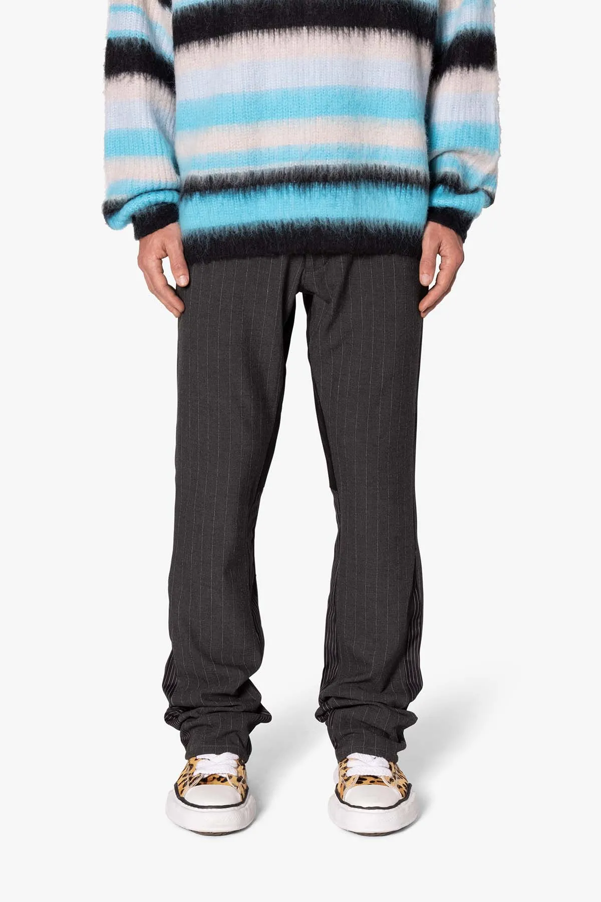 Dual Tone Flare Pinstripe Trouser Pants - Black sold by MNML product image thumbnail 3