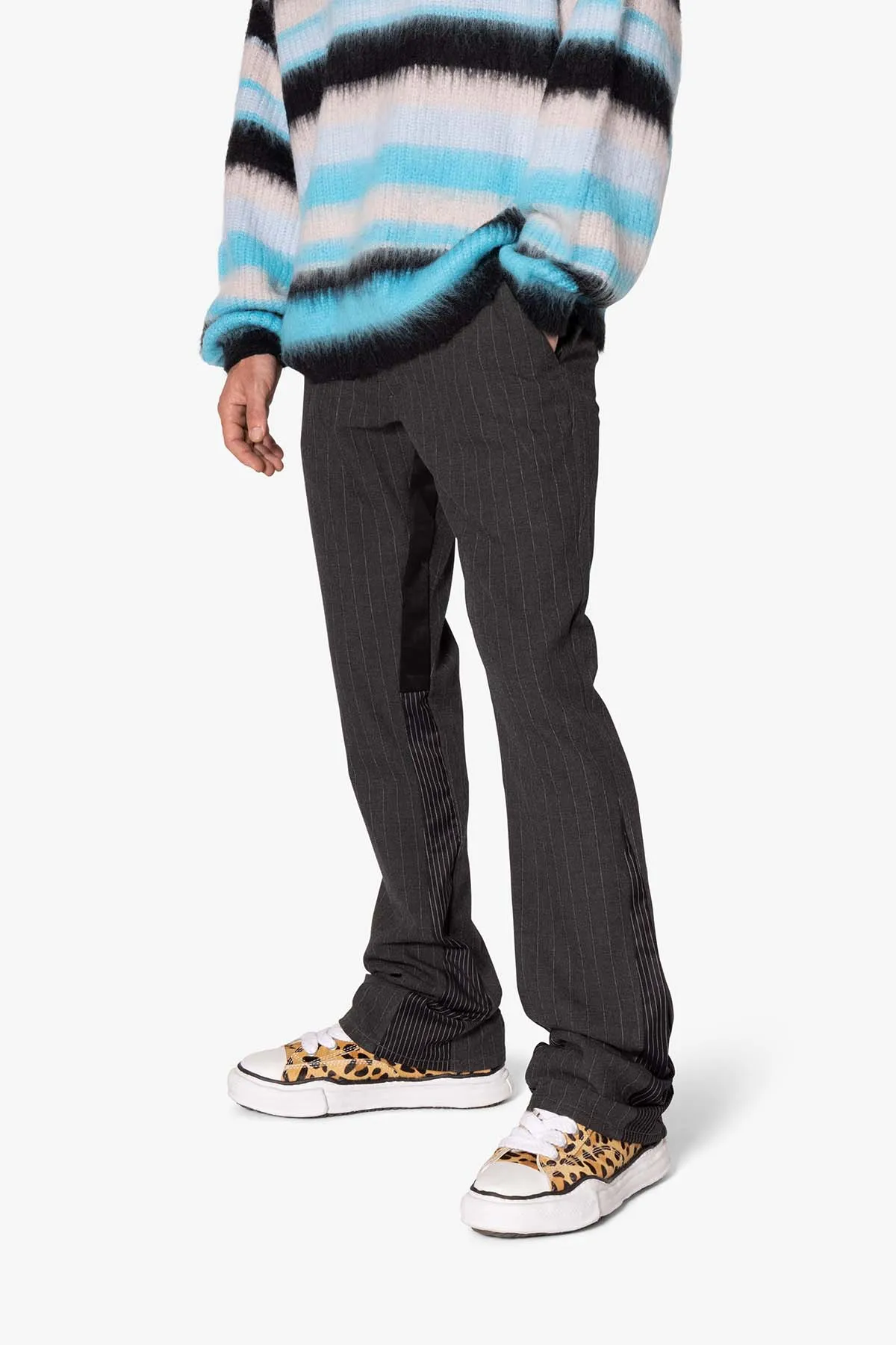 Dual Tone Flare Pinstripe Trouser Pants - Black sold by MNML product image thumbnail 2