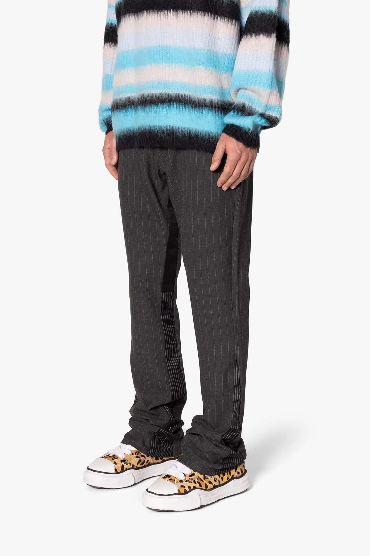 Dual Tone Flare Pinstripe Trouser Pants - Black sold by MNML product image thumbnail 4