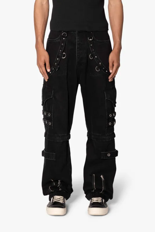 Ultra Baggy Studded Cargo Denim - Black sold by MNML