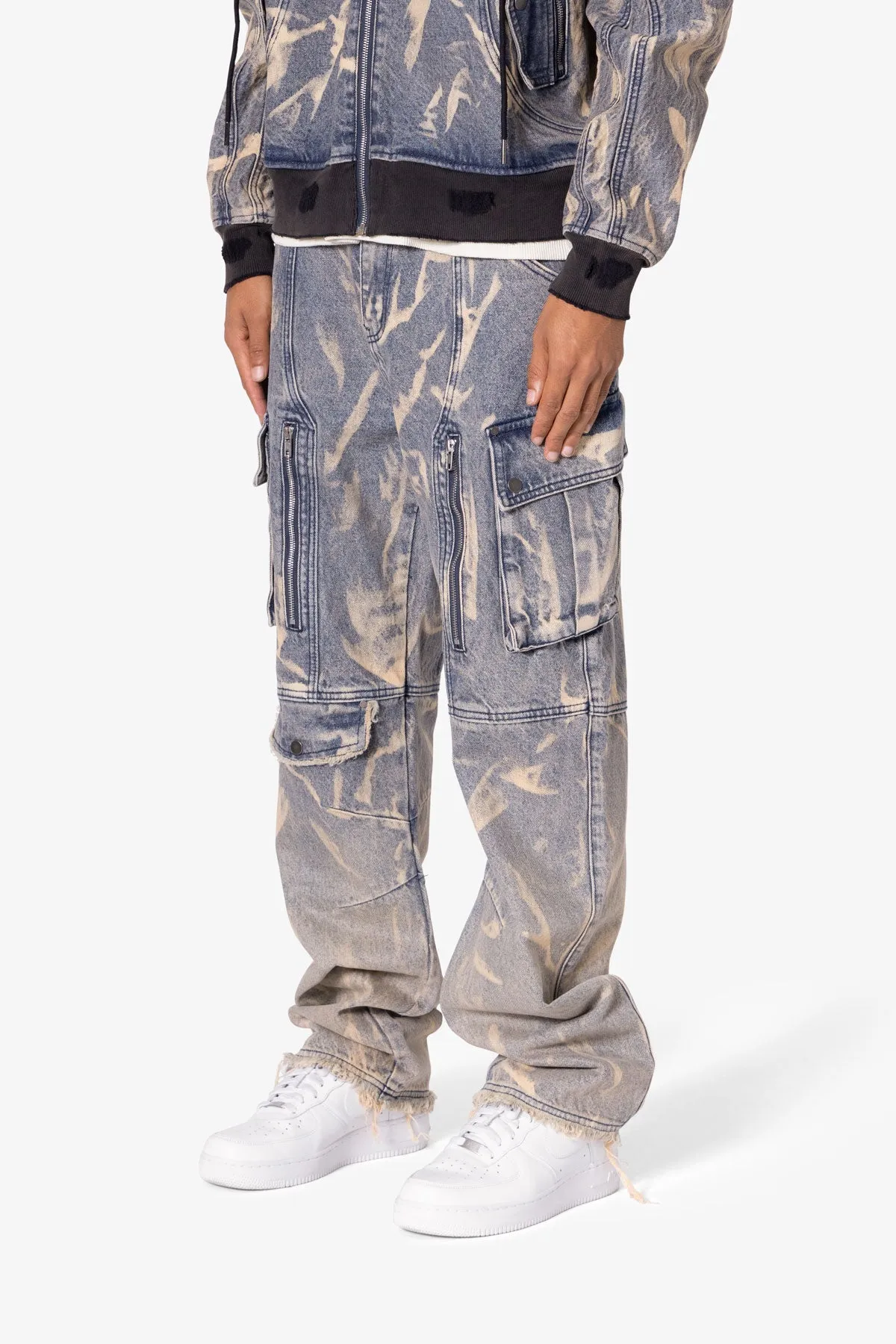 Ultra Baggy Rippled Denim Cargo Pants - Blue sold by MNML product image thumbnail 4