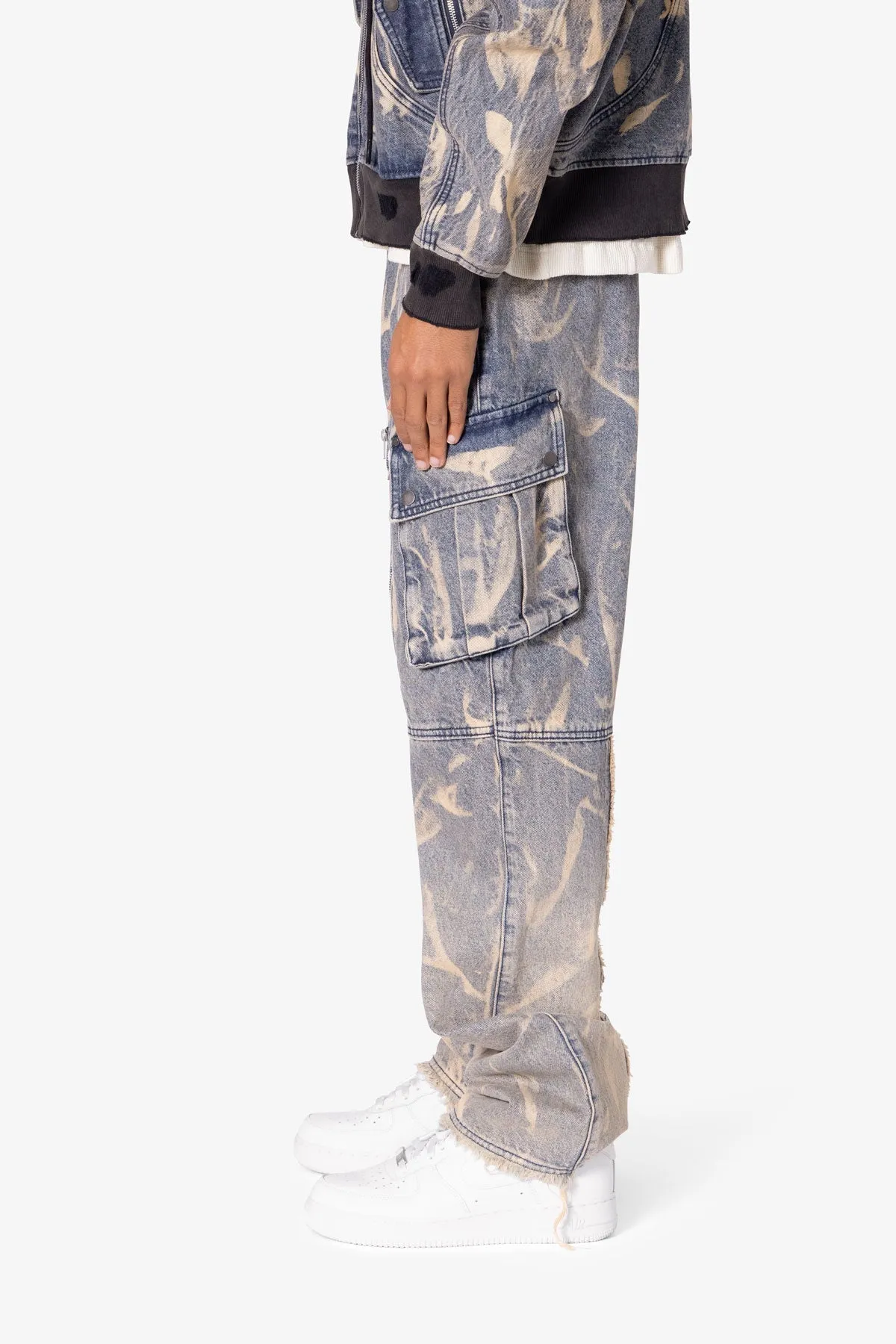 Ultra Baggy Rippled Denim Cargo Pants - Blue sold by MNML product image thumbnail 5