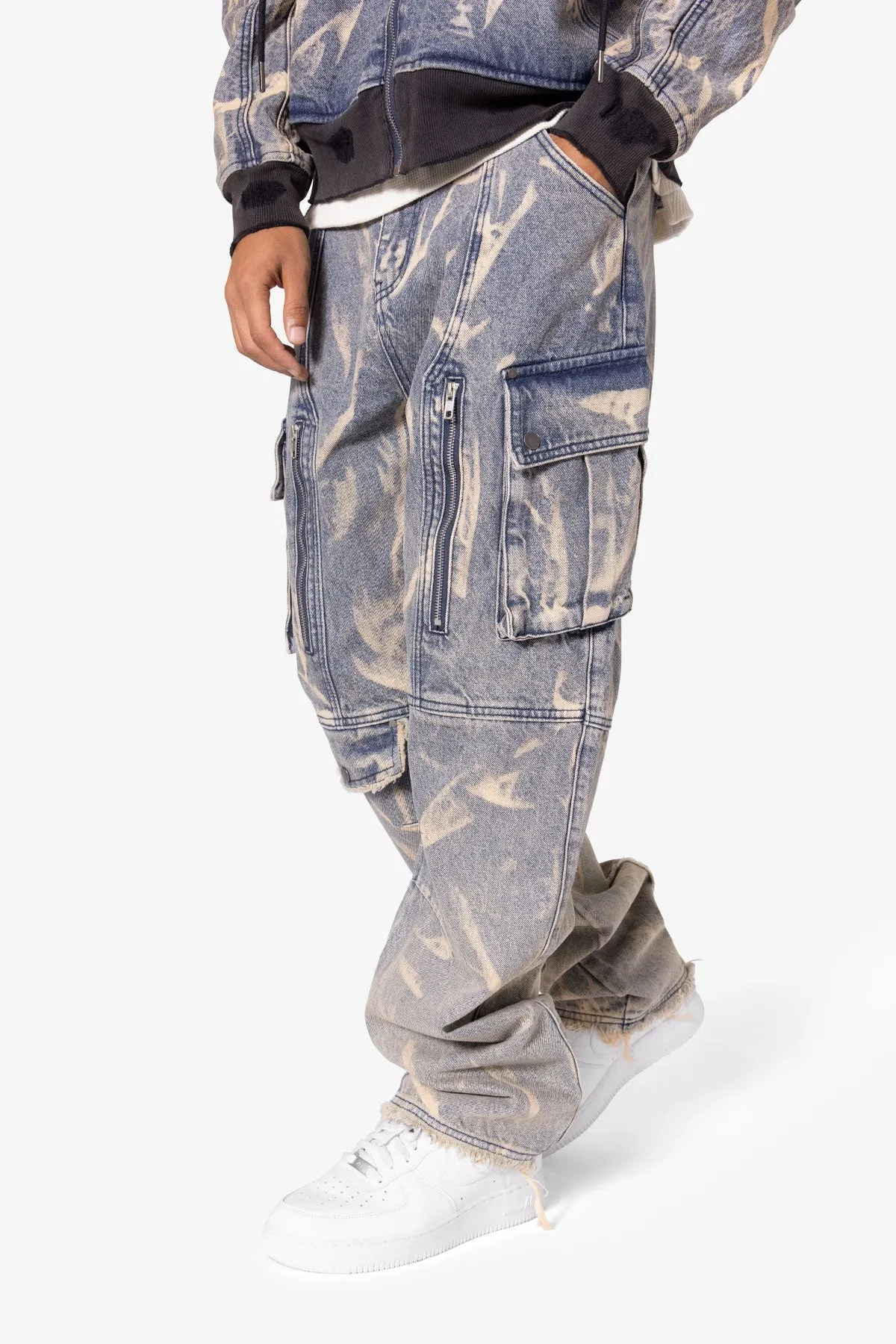 Ultra Baggy Rippled Denim Cargo Pants - Blue sold by MNML product image thumbnail 2