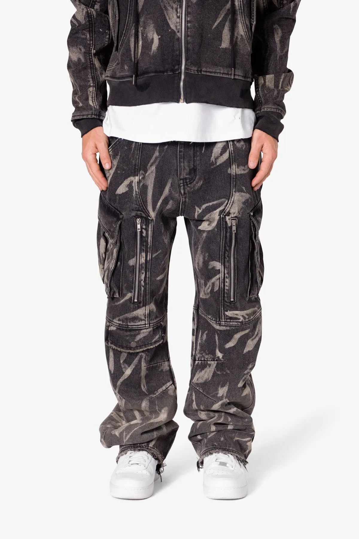 Ultra Baggy Rippled Denim Cargo Pants - Black sold by MNML product image thumbnail 2