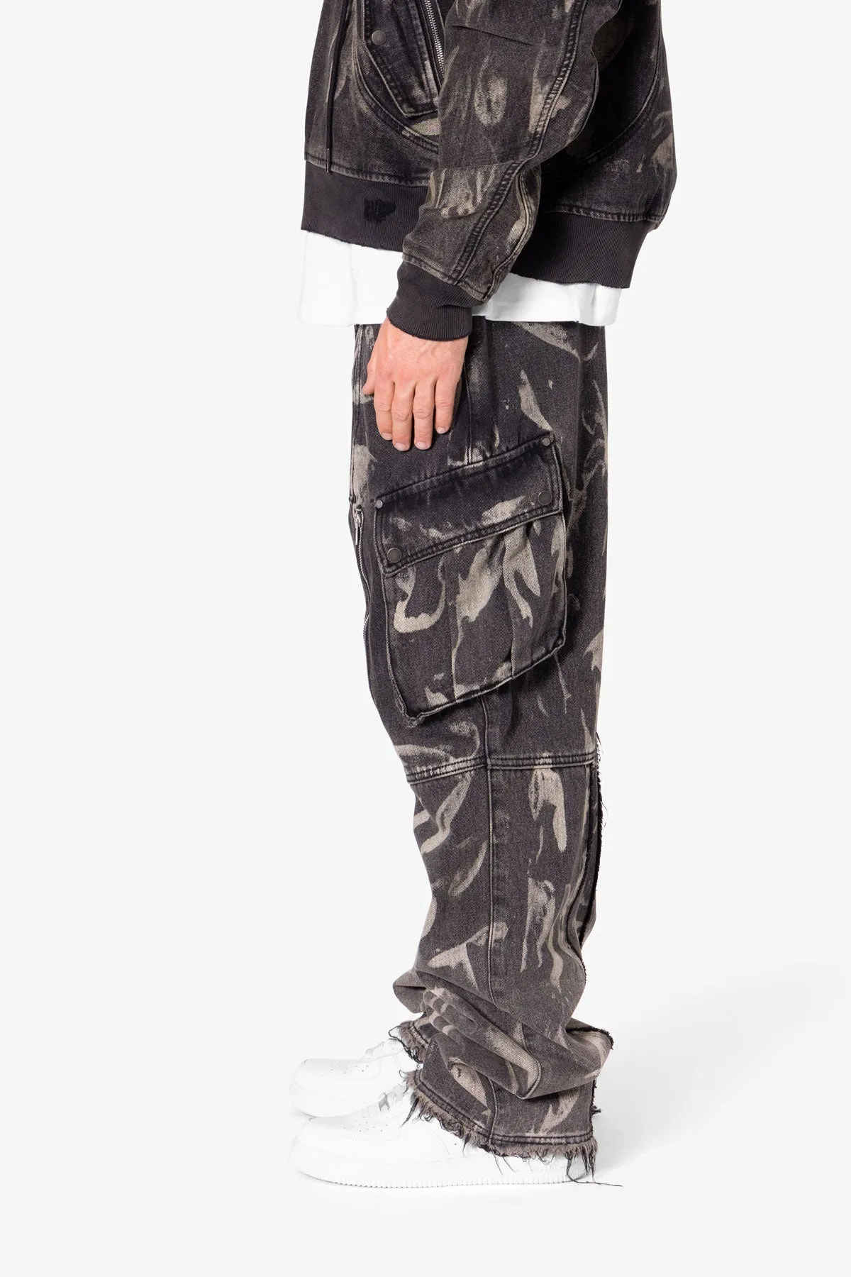 Ultra Baggy Rippled Denim Cargo Pants - Black sold by MNML product image thumbnail 4