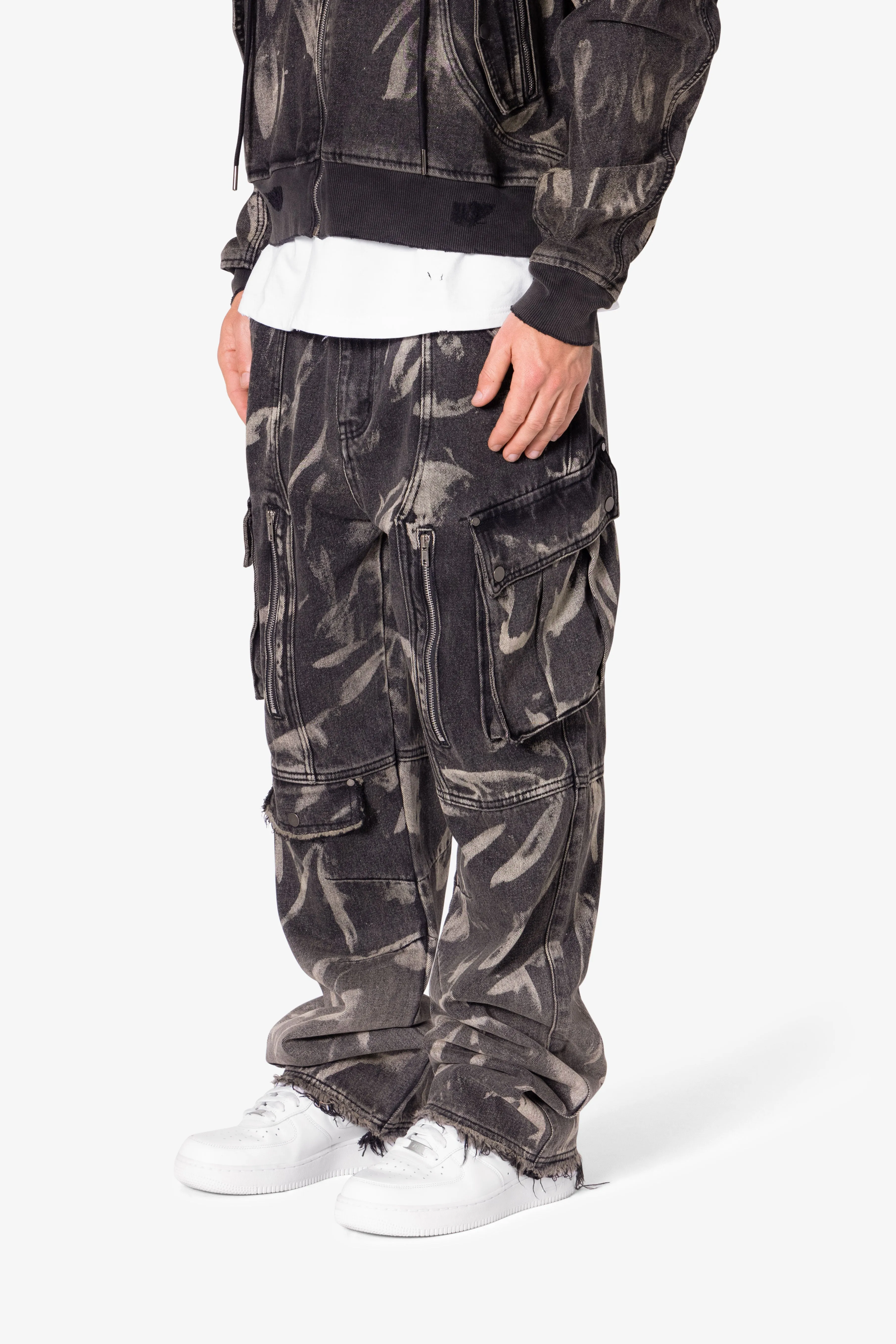 Ultra Baggy Rippled Denim Cargo Pants - Black sold by MNML product image thumbnail 3