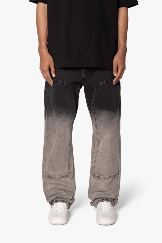 Ultra Baggy Gradient Double Knee Denim - Black/Grey sold by MNML