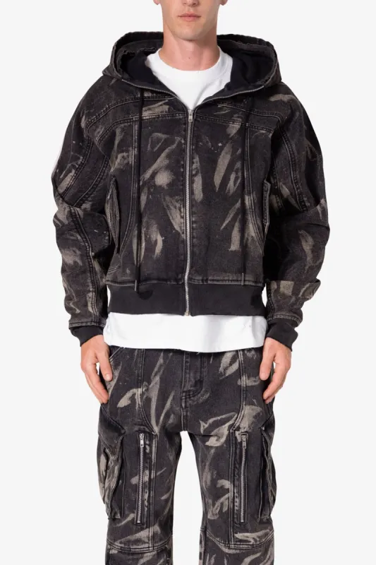 Double Denim Hooded Bomber Jacket - Black sold by MNML