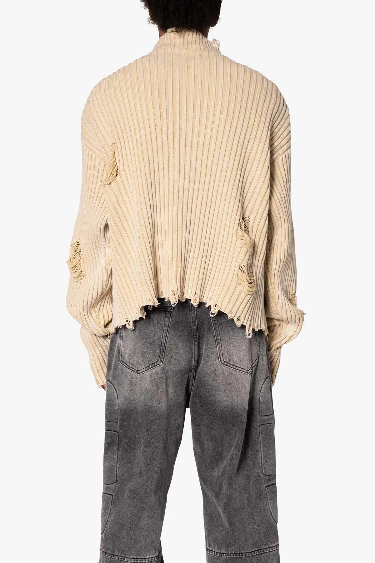 Distressed Crop Knit Sweater - Khaki sold by MNML product image thumbnail 5