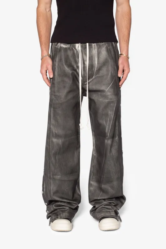 Snap Panel Coated Pants - Washed Black sold by MNML