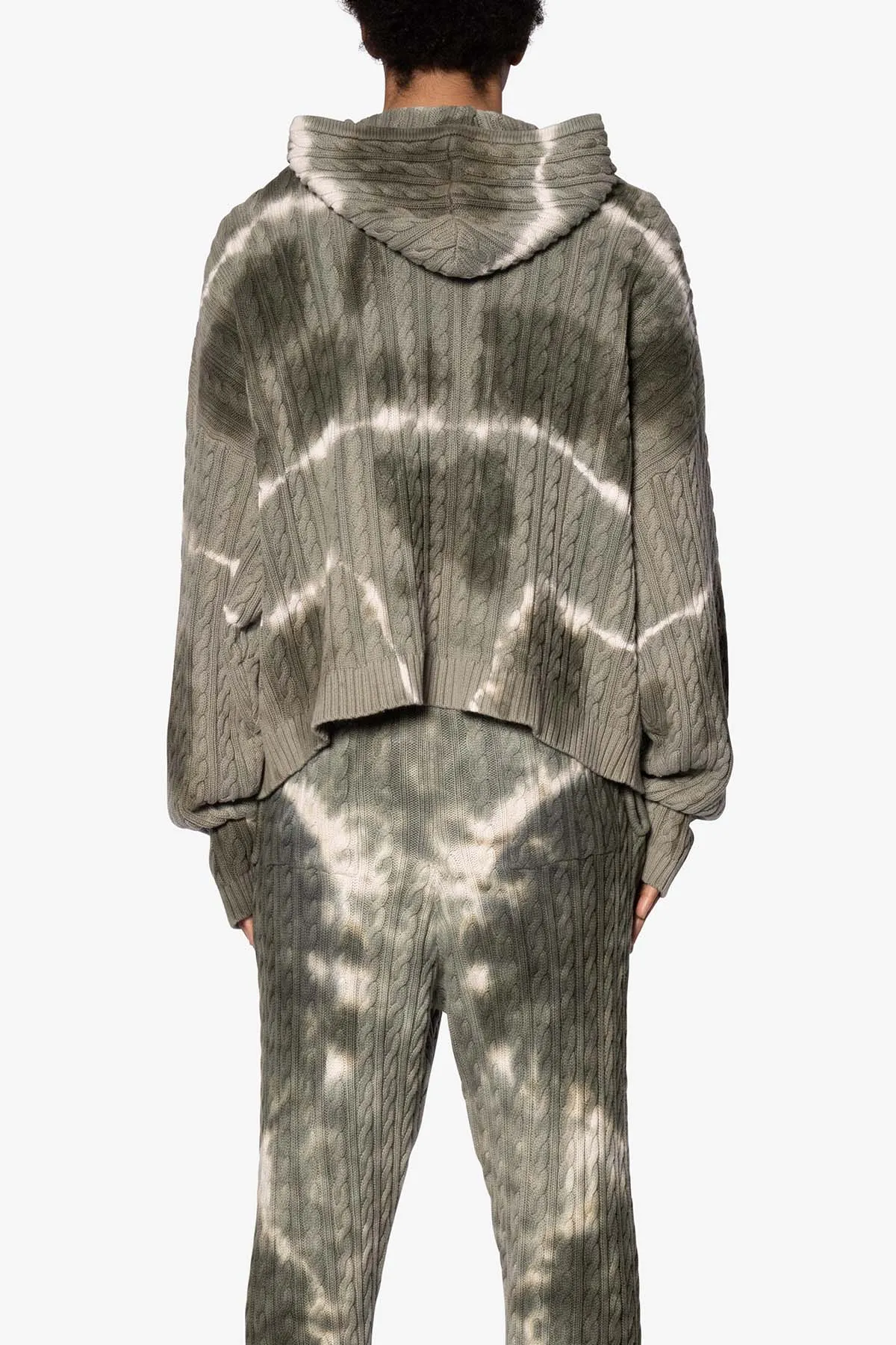 Tie Dye Cable Knit Hoodie - Olive sold by MNML product image thumbnail 5