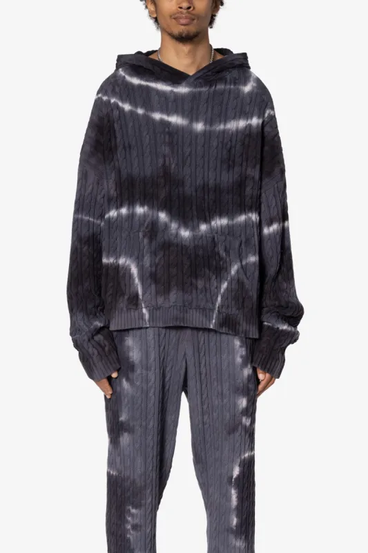 Tie Dye Cable Knit Hoodie - Black sold by MNML