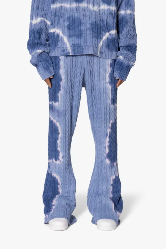 Tie Dye Cable Knit Sweatpants - Blue sold by MNML