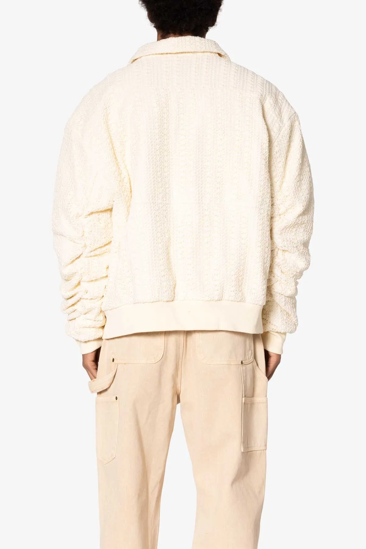 Crochet Bomber Jacket - Cream sold by MNML product image thumbnail 5