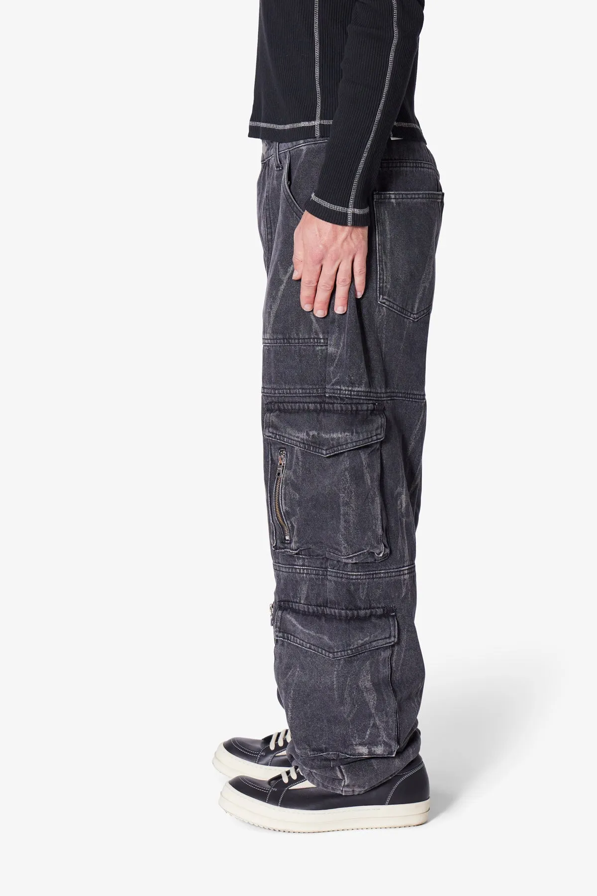 Ultra Baggy Asphalt Cargo Denim - Washed Black sold by MNML product image thumbnail 4