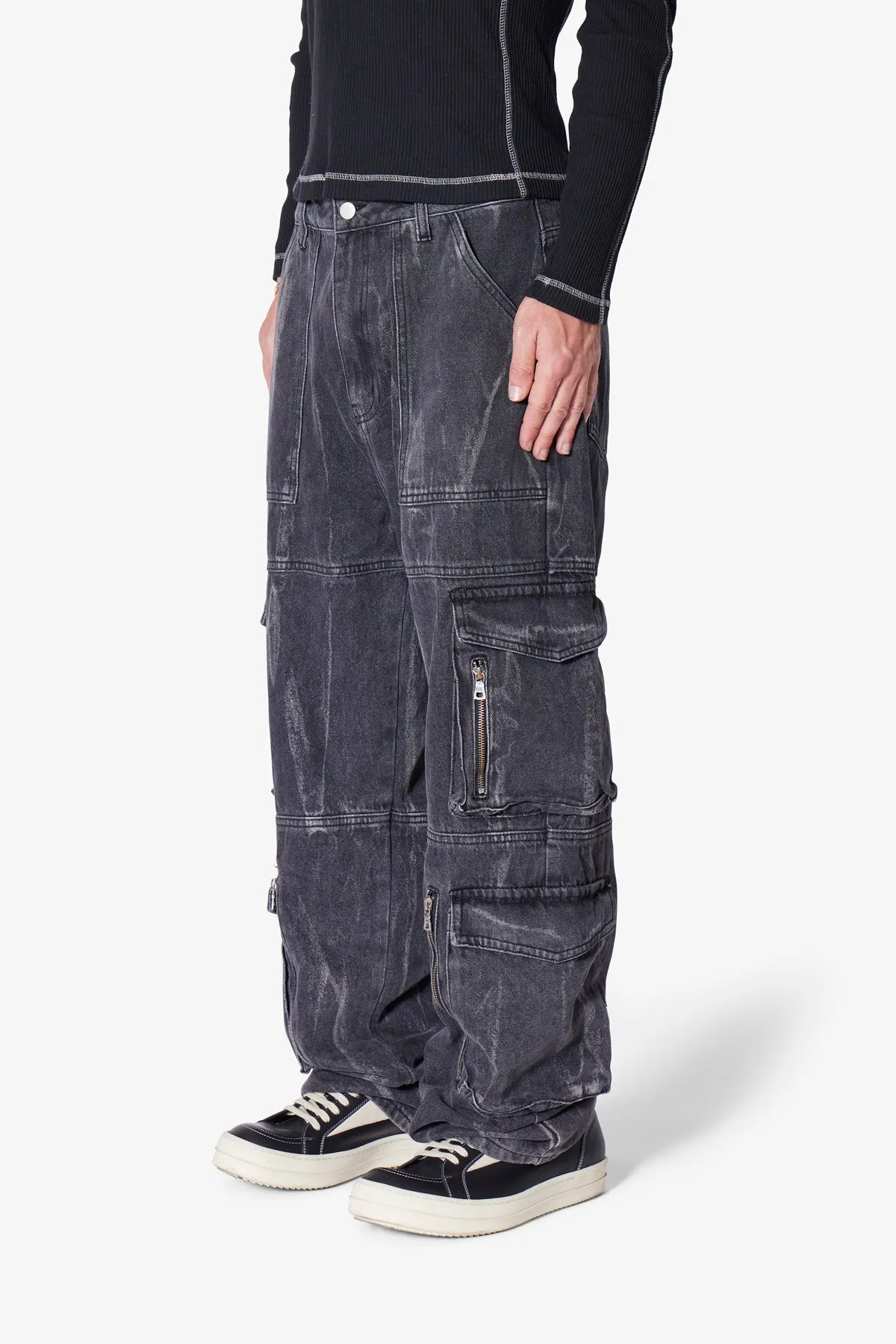 Ultra Baggy Asphalt Cargo Denim - Washed Black sold by MNML product image thumbnail 3