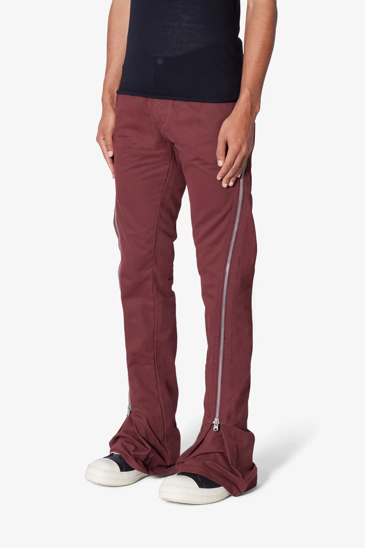 D519 Zipper Flare Denim - Red sold by MNML product image thumbnail 3