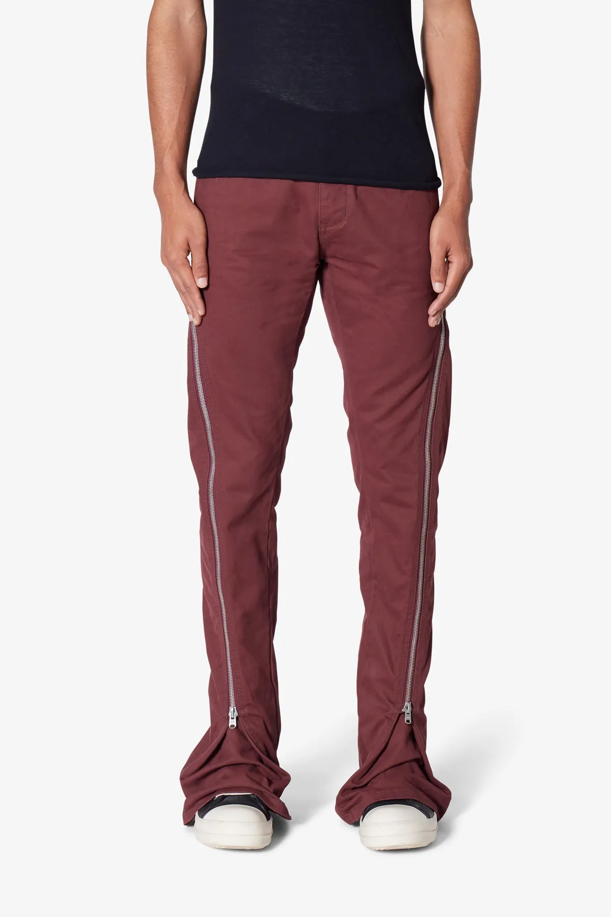 D519 Zipper Flare Denim - Red sold by MNML product image thumbnail 2