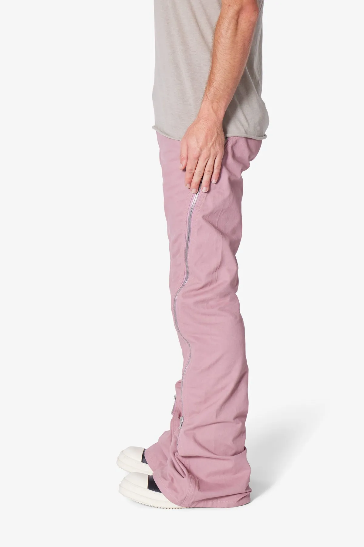D519 Zipper Flare Denim - Pink sold by MNML product image thumbnail 4