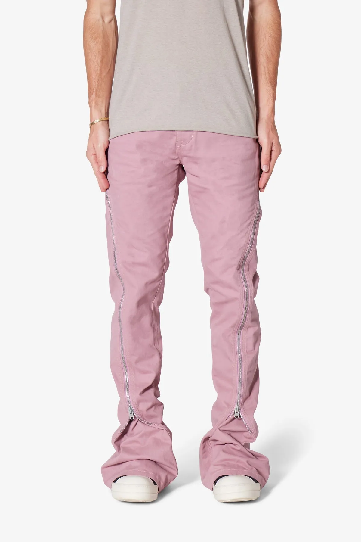 D519 Zipper Flare Denim - Pink sold by MNML