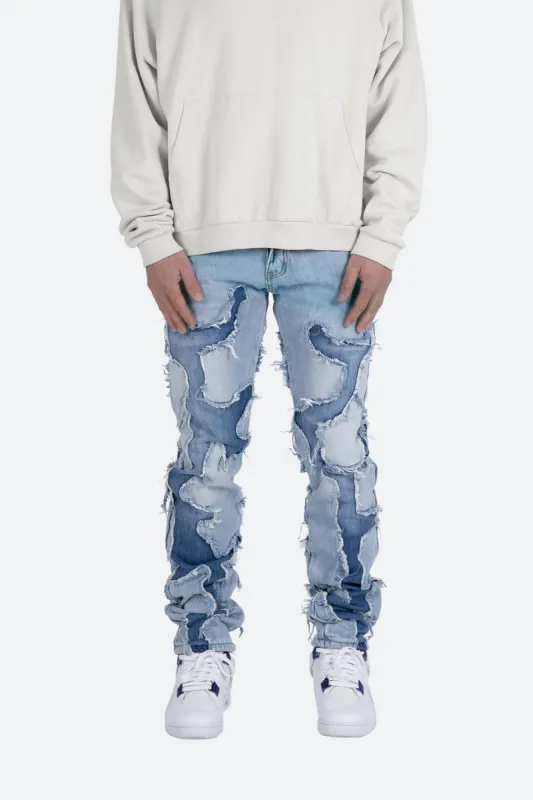 D423 Cracked Straight Denim - Blue sold by MNML