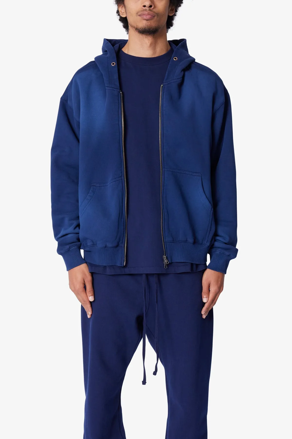 Faded Basic Zip Up Hoodie - Navy sold by MNML