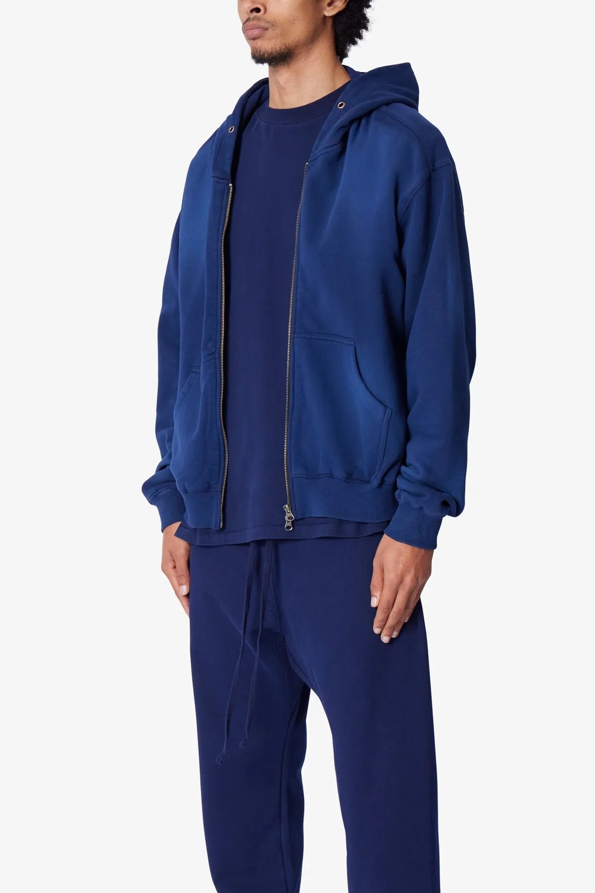 Faded Basic Zip Up Hoodie - Navy sold by MNML product image thumbnail 3