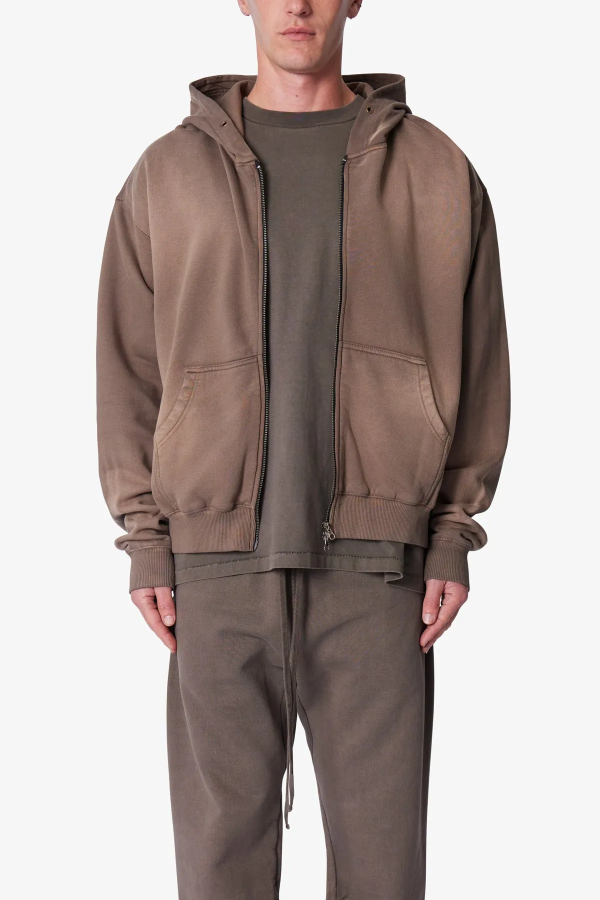 Faded Basic Zip Up Hoodie - Dark Olive sold by MNML product image thumbnail 2