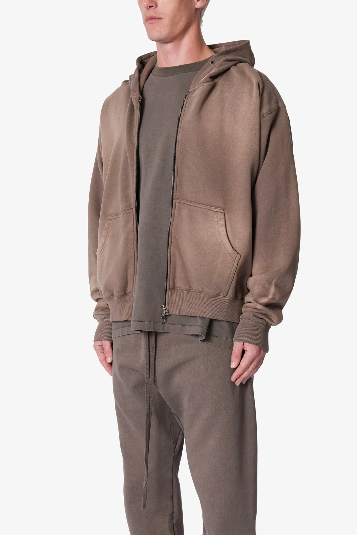 Faded Basic Zip Up Hoodie - Dark Olive sold by MNML product image thumbnail 3