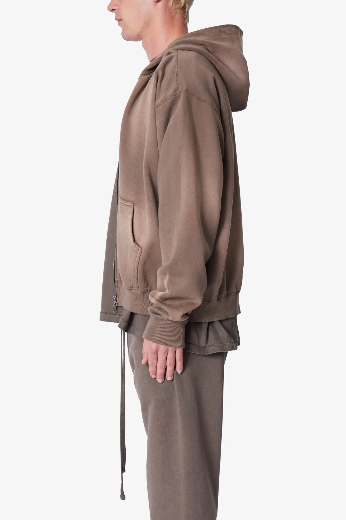 Faded Basic Zip Up Hoodie - Dark Olive sold by MNML product image thumbnail 4