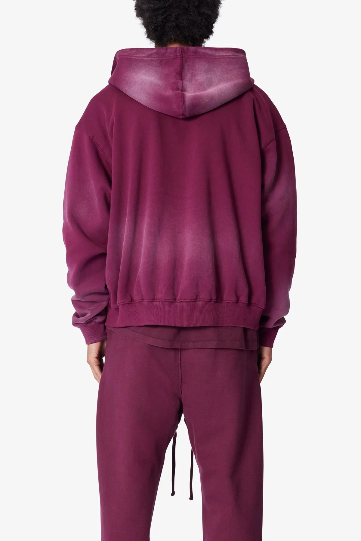 Faded Basic Zip Up Hoodie - Burgundy sold by MNML product image thumbnail 5