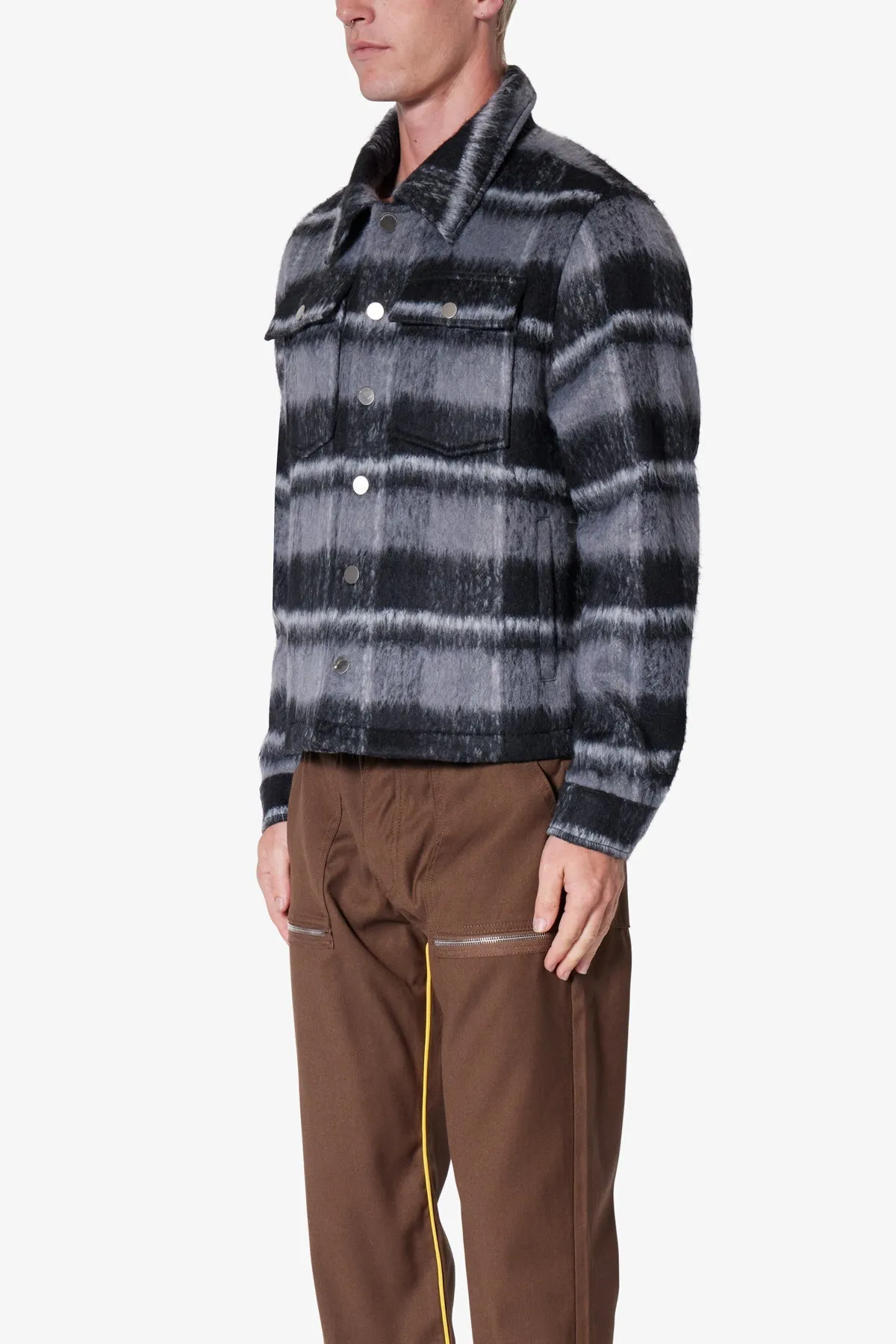 Brushed Flannel Jacket - Black/Grey sold by MNML product image thumbnail 3