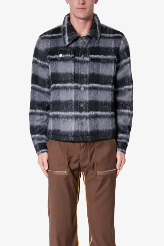 Brushed Flannel Jacket - Black/Grey sold by MNML