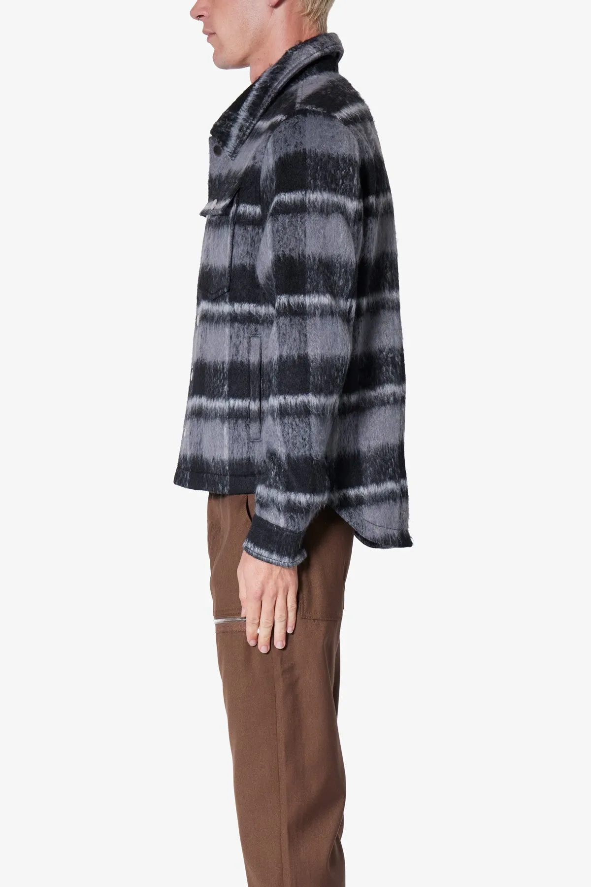 Brushed Flannel Jacket - Black/Grey sold by MNML product image thumbnail 4