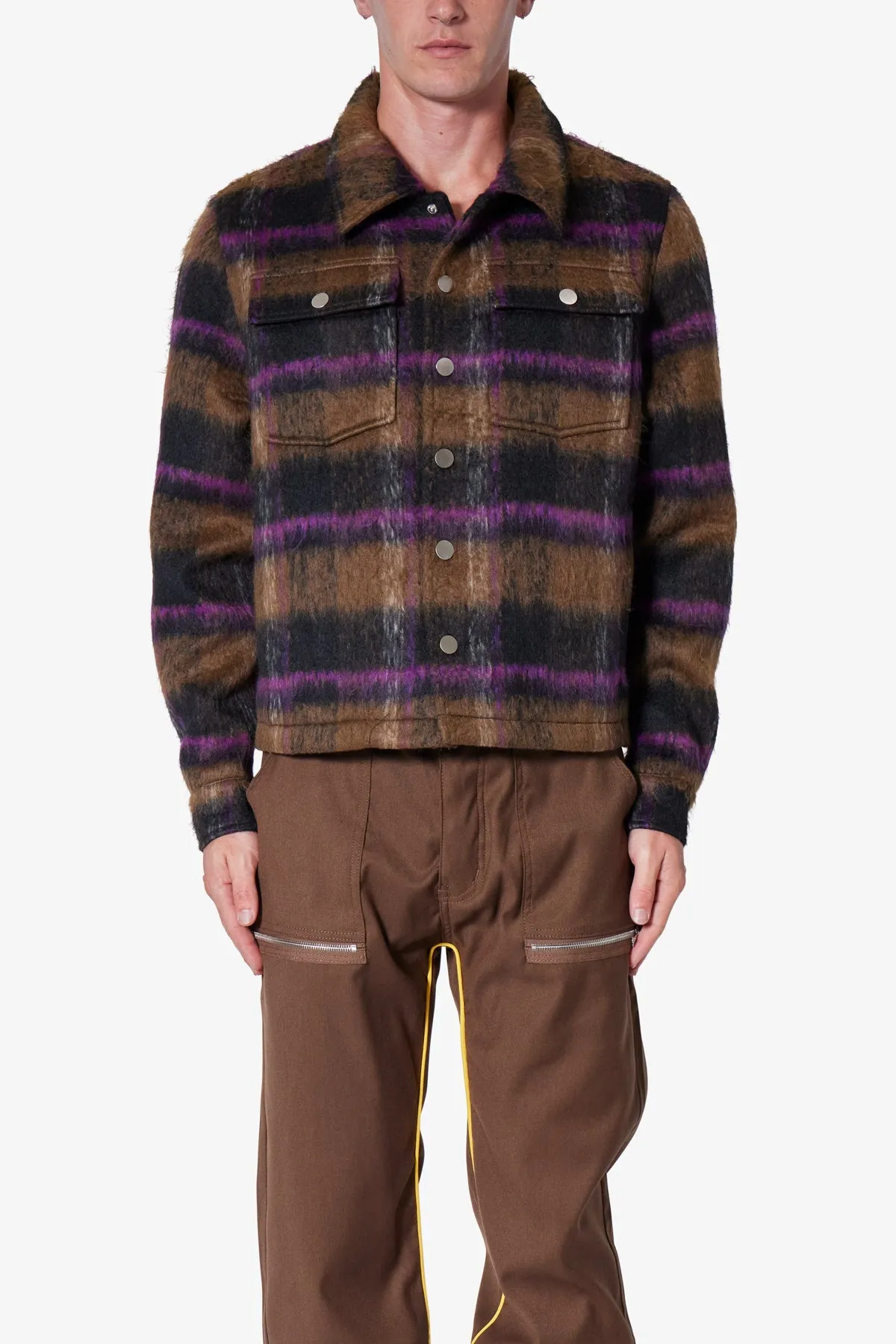 Brushed Flannel Jacket - Brown sold by MNML