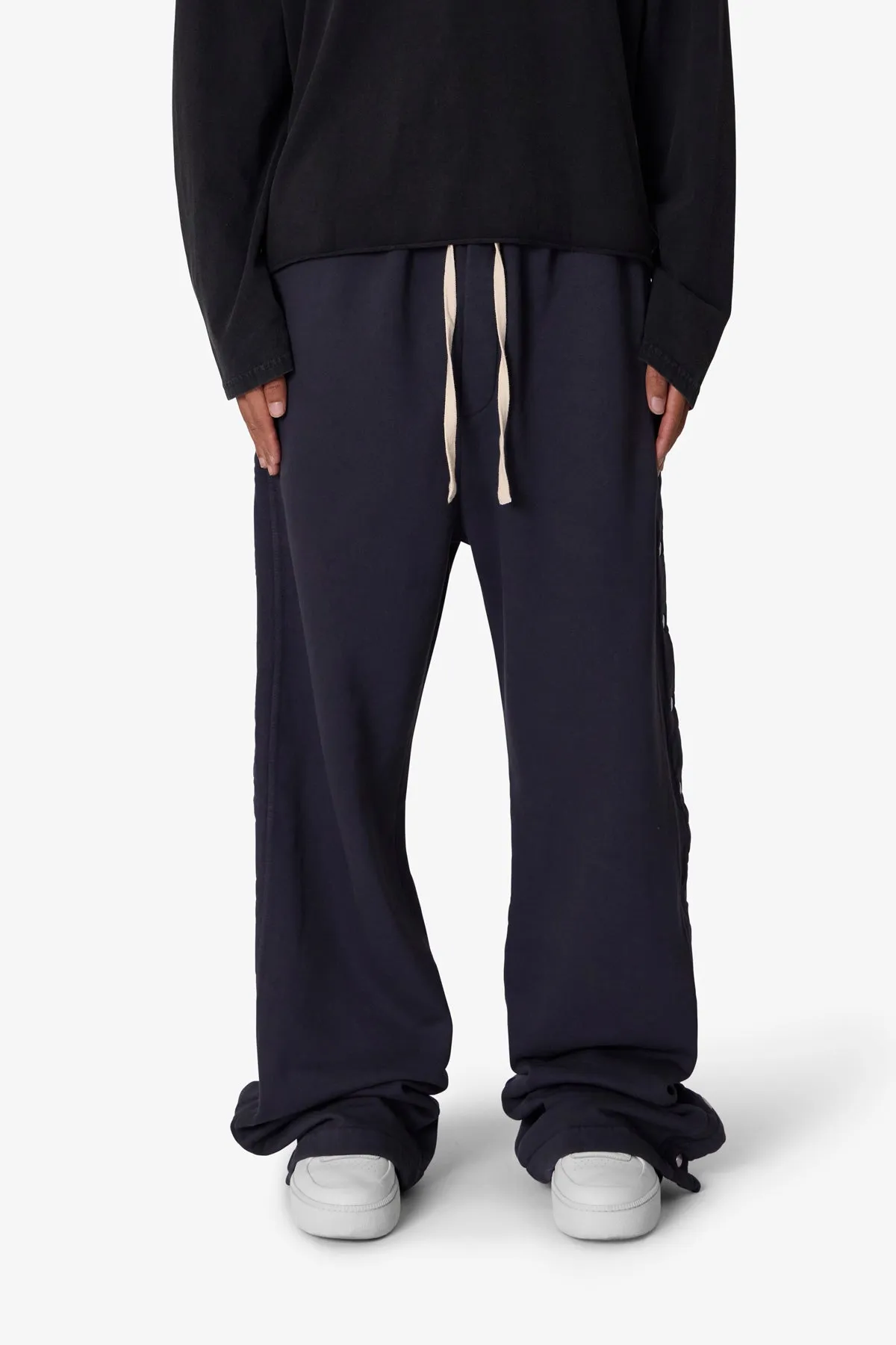 Side Snap Fleece Pants - Washed Black sold by MNML product image thumbnail 3